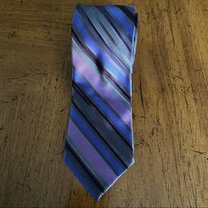 Calvin Klein Tie Diagonal Stripe Purple Business Casual Formal Silk Wedding